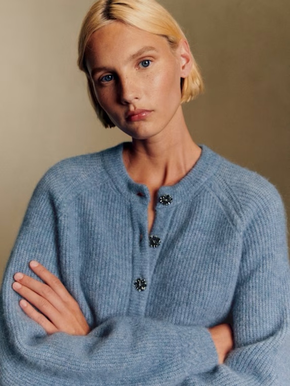 Sézane Othello Cardigan in Ice Blue | XXXL - Picture 2 of 16